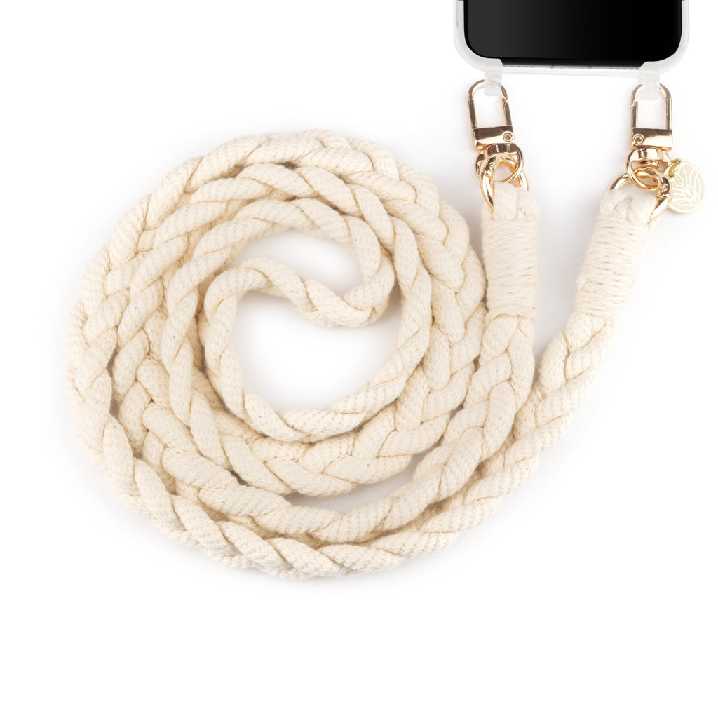 Baumwoll Handykette Boho - Creme (Gold) Handykette Damen ELISA Germany