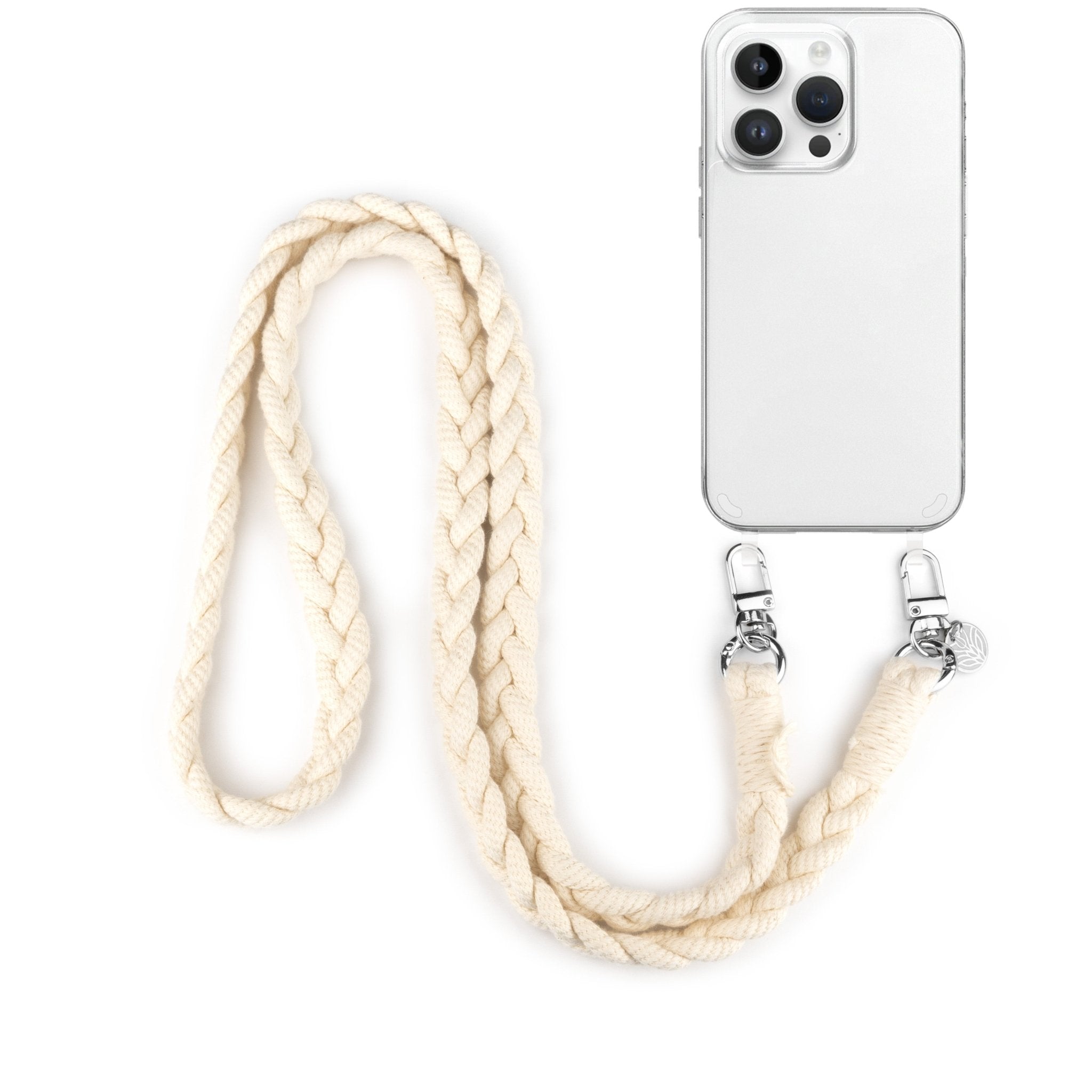 Baumwoll Handykette - Boho Creme (Silber) Handykette Damen ELISA Germany