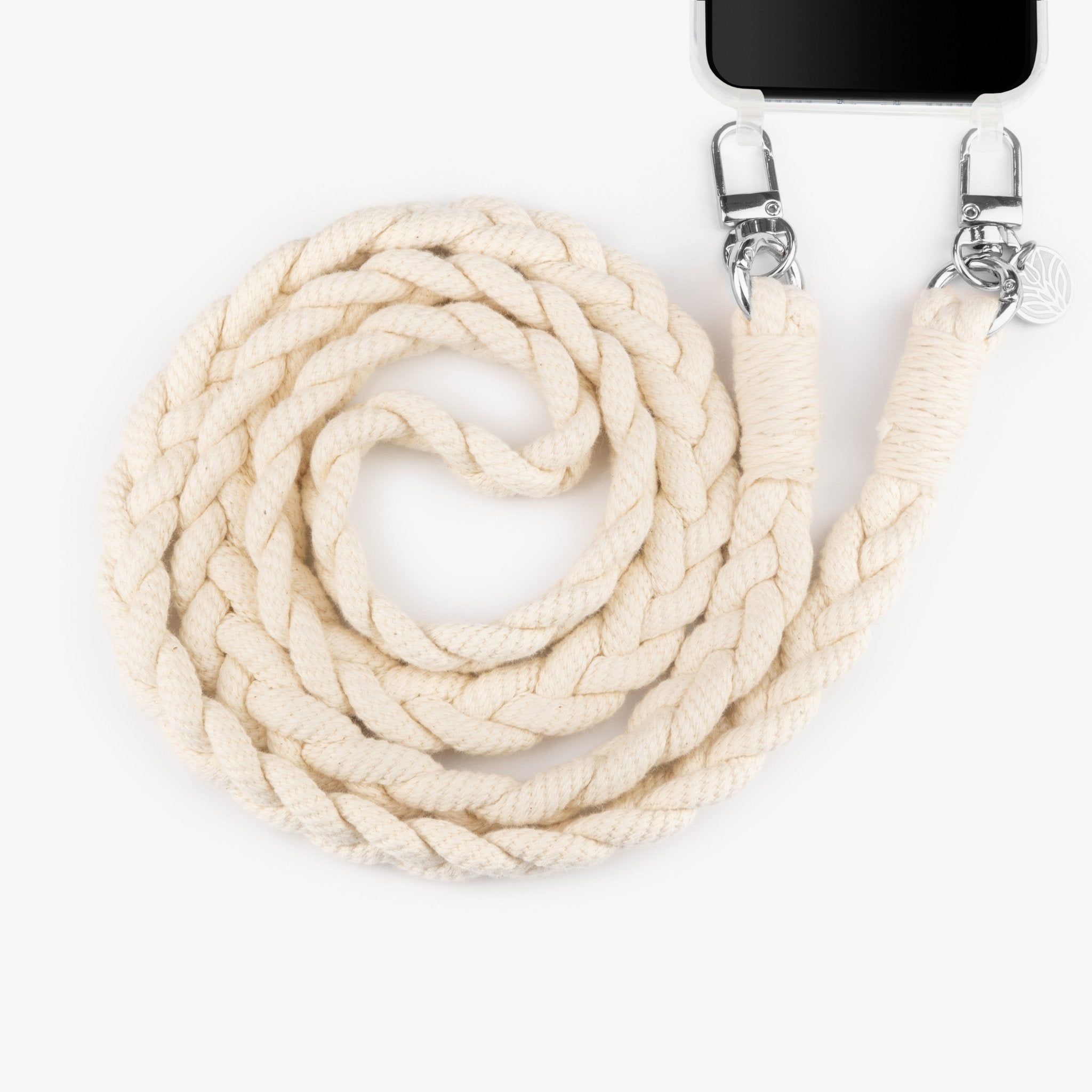 Baumwoll Handykette - Boho Creme (Silber) Handykette Damen ELISA Germany