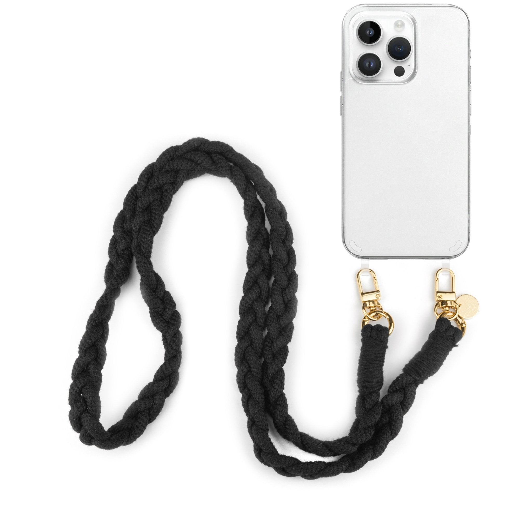 Boho Baumwoll Handykette – Midnight Black (Gold) Handykette Damen ELISA Germany