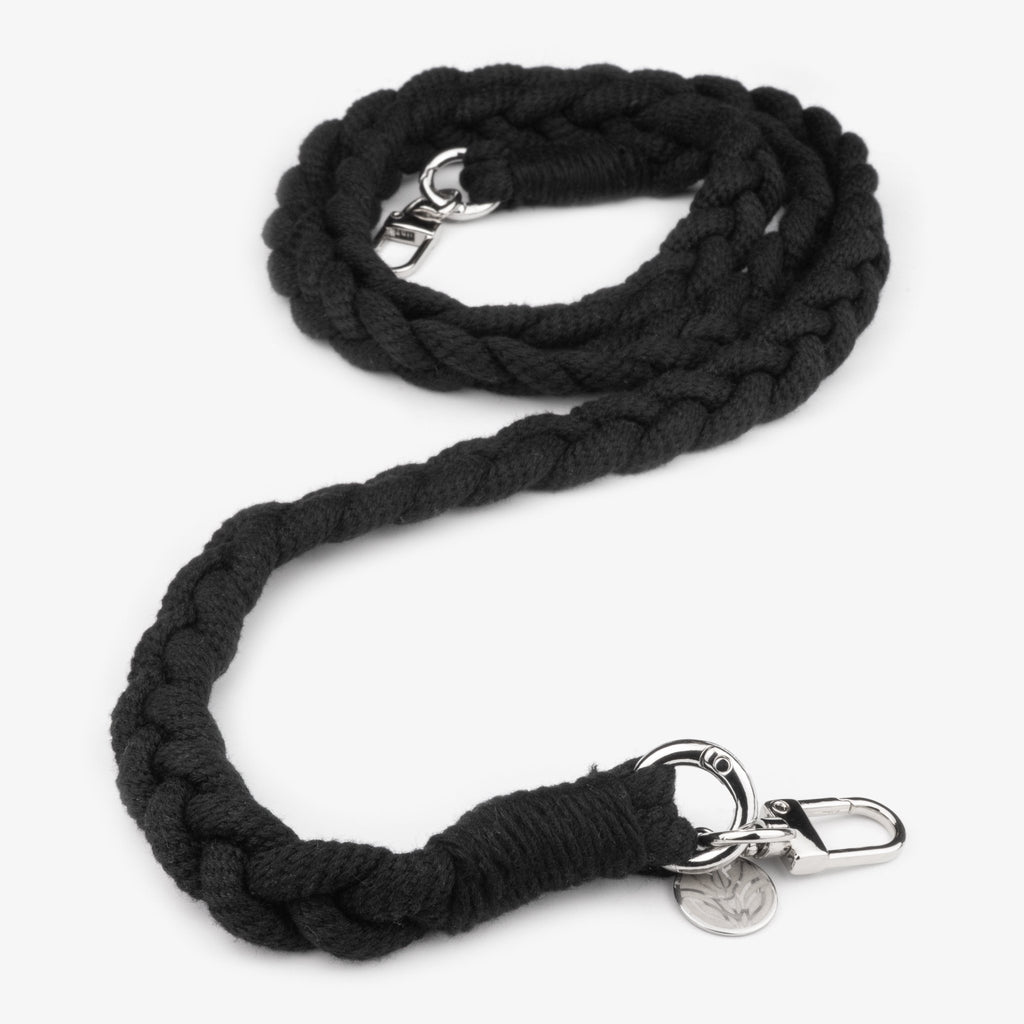 Boho Baumwoll Handykette – Midnight Black (Silber) Handykette Damen ELISA Germany