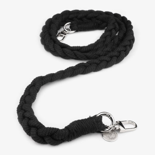 Boho Baumwoll Handykette – Midnight Black (Silber) Handykette Damen ELISA Germany
