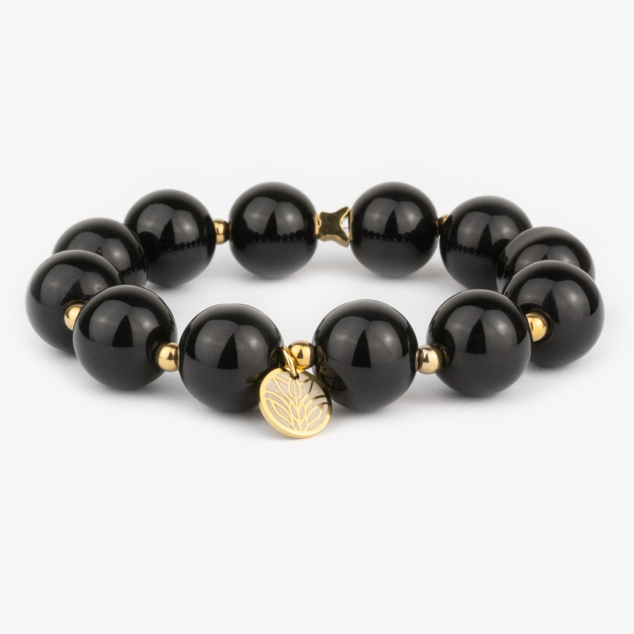 ELISA Perlenarmband Obsidian – Luxury Edition (Gold) Handykette Damen ELISA Germany 14mm