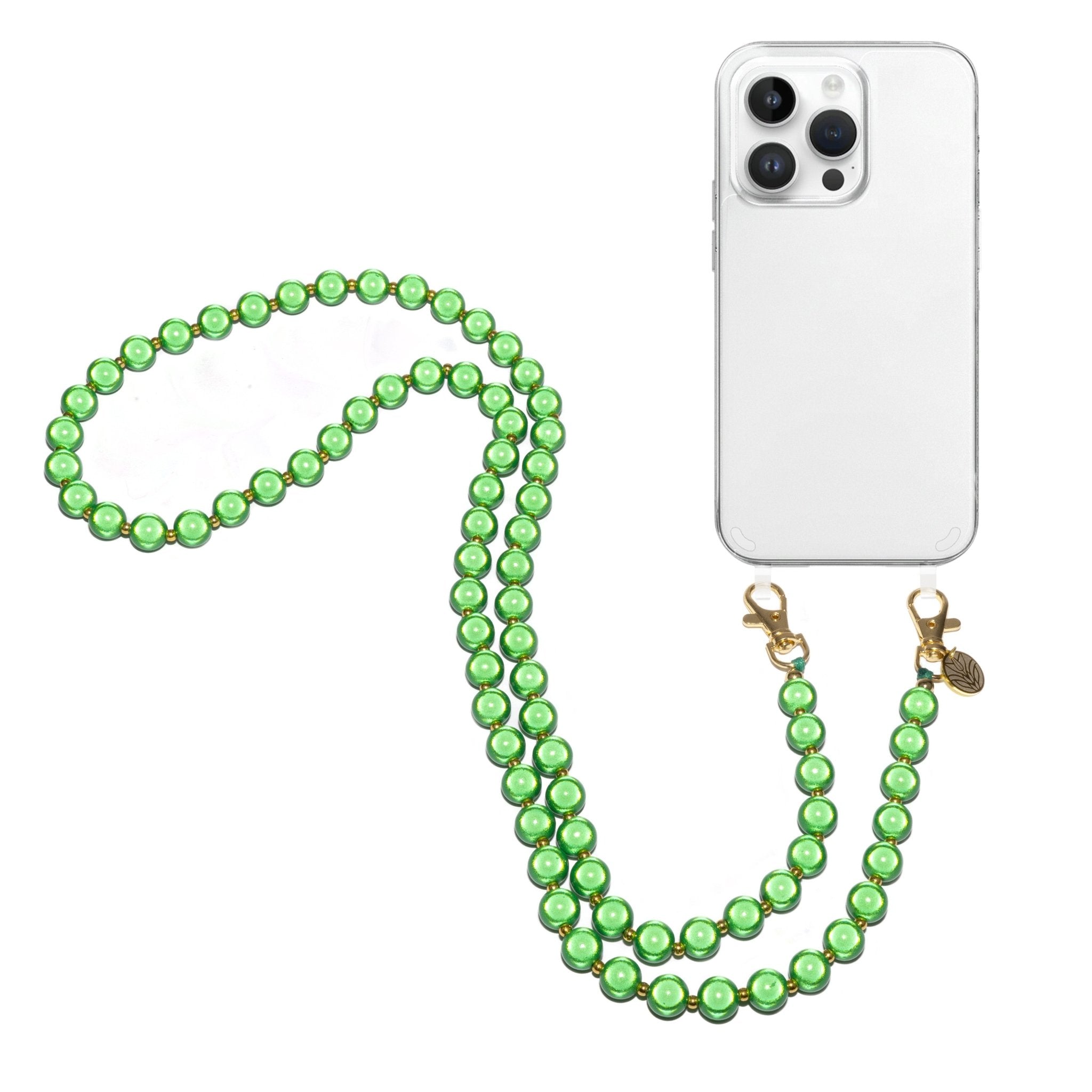 Magic Perlen Handykette – Classic Green (Gold) Handykette Damen ELISA Germany