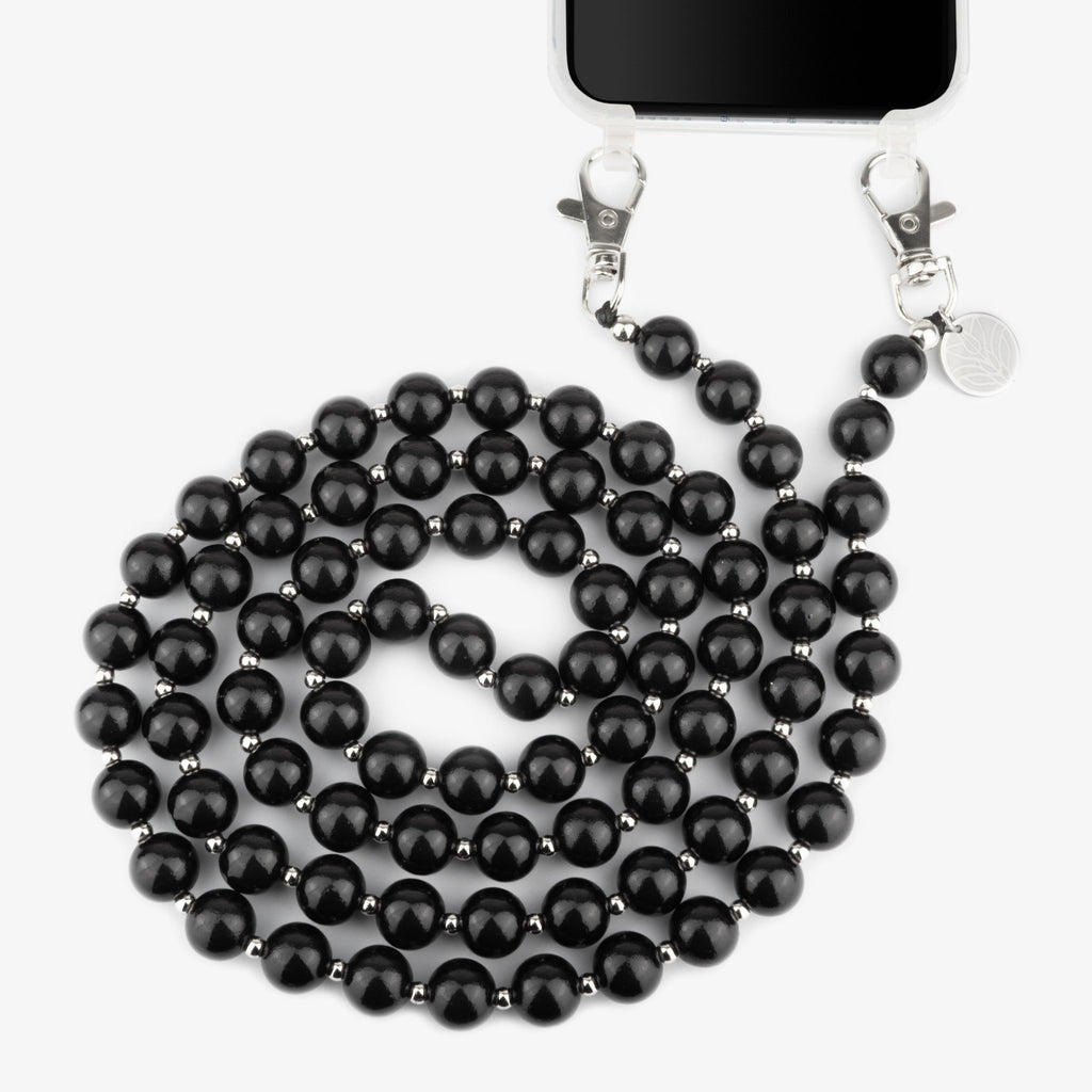 Magic Perlen Handykette – Obsidian Black (reflektierend) Handykette Damen ELISA Germany