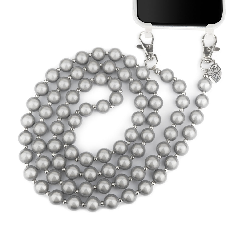 Magic Perlen Handykette – Warm Grey (reflektierend) Handykette Damen ELISA Germany