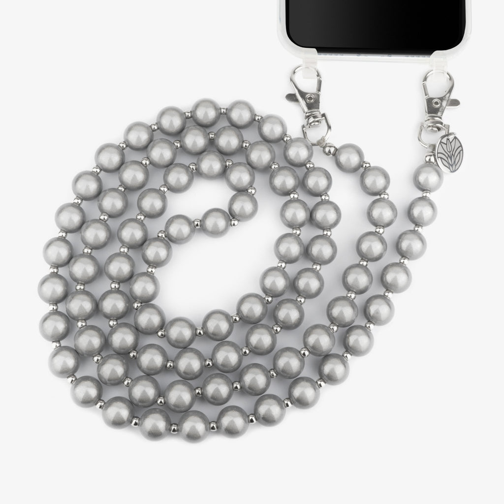 Magic Perlen Handykette – Warm Grey (reflektierend) Handykette Damen ELISA Germany
